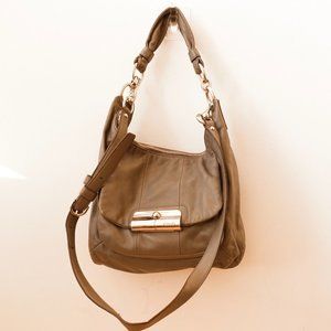 VINTAGE Coach Bag Leather Brown Shoulder Hobo Medium Purse Kristin Pewter Retro